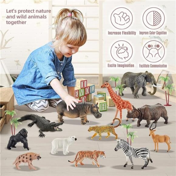 31 Pcs Safari Animals Figures Including 24 Realistic Jungle Playset Toys Zoo - Picture 5 of 7